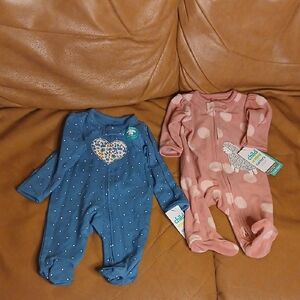 Child of Mine Blue and Pink Heart and Polka Dot Footies